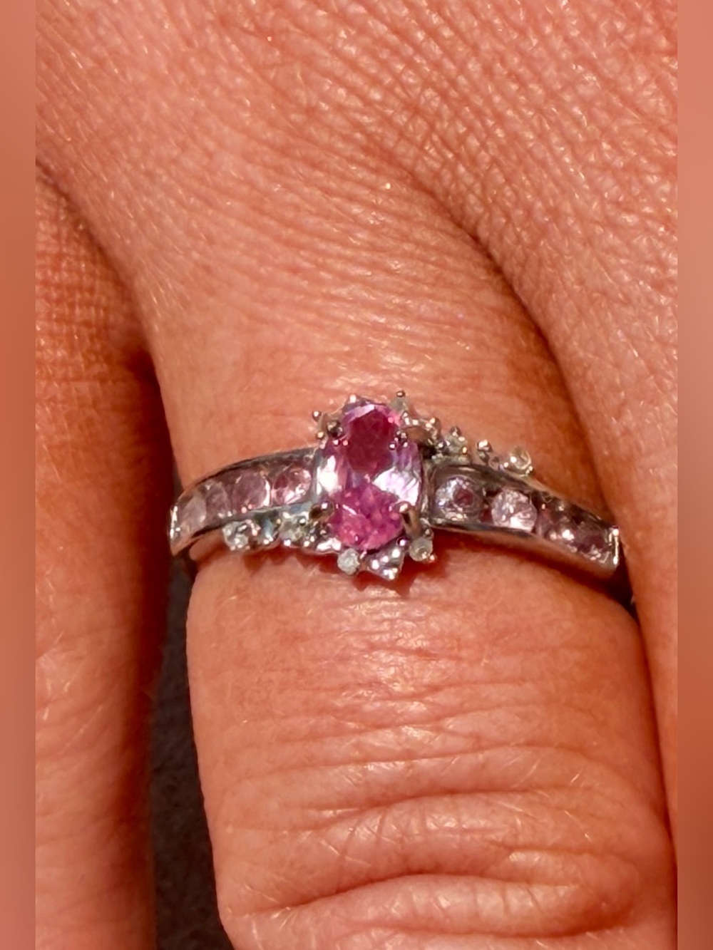 10K SOLID White Gold 2.02 CTW Pink Sapphire & Diamond Ring | AAA Pink Sapphire|7